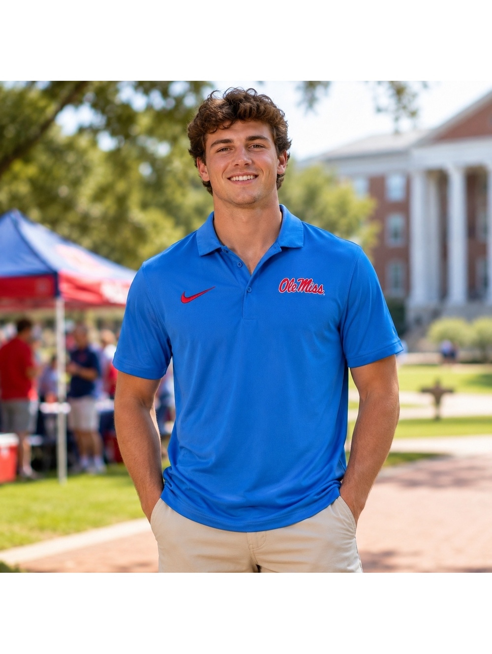 Nike Ole Miss Rebels Dri-FIT Powder Blue Woven Polo Men’s Size S